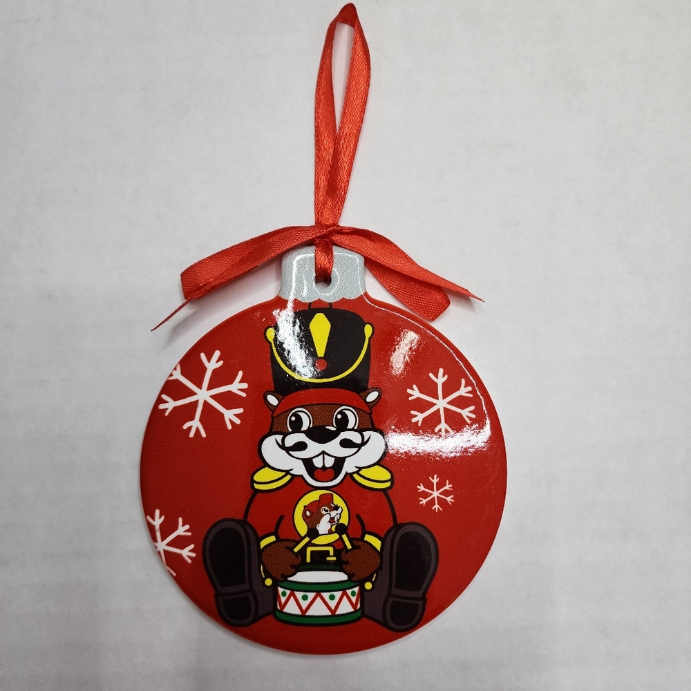 2022 Buc-ee's Buc-ee Beaver Drummer Red Flat Holiday Ornament